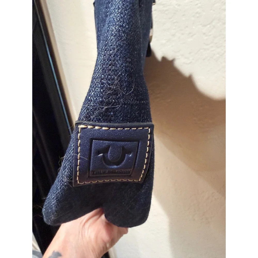 True Religion‎ Denim Hobo Shoulder Bag Dark Indigo Horseshoe Logo Buckle NWT